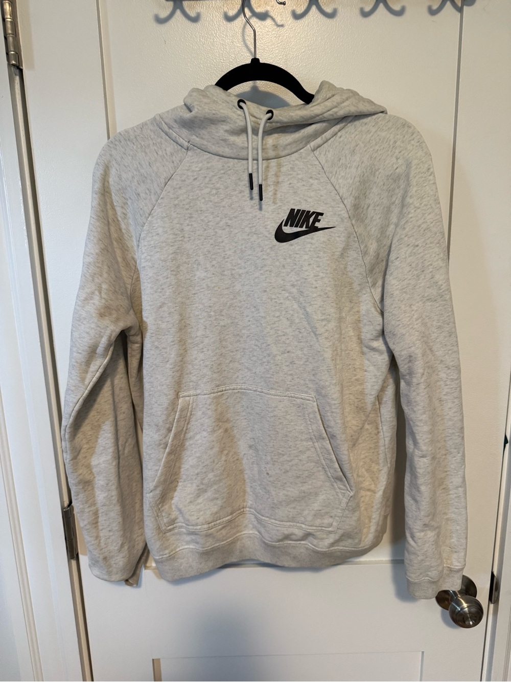 Nike Light Gray Pullover Hoodie with Black Logo